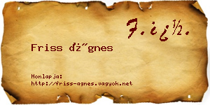 Friss Ágnes névjegykártya